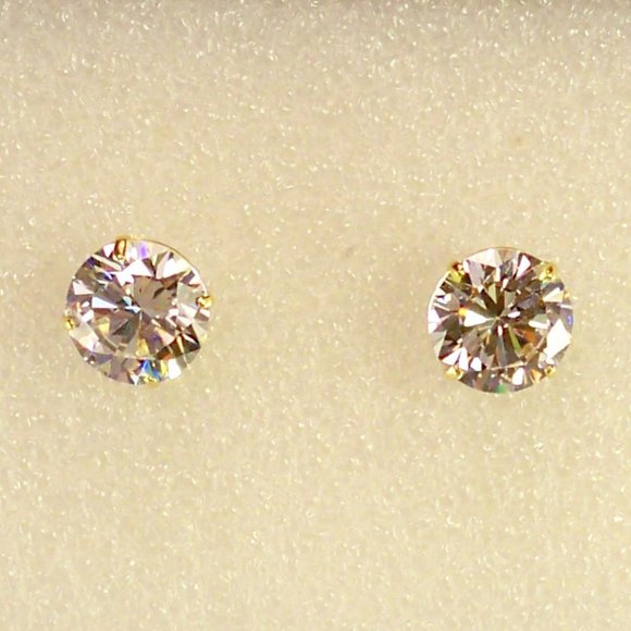 NEW 14K Gold Bella Luce Round Cut Simulated Diamonds Stud Earrings - Picture 2 of 5